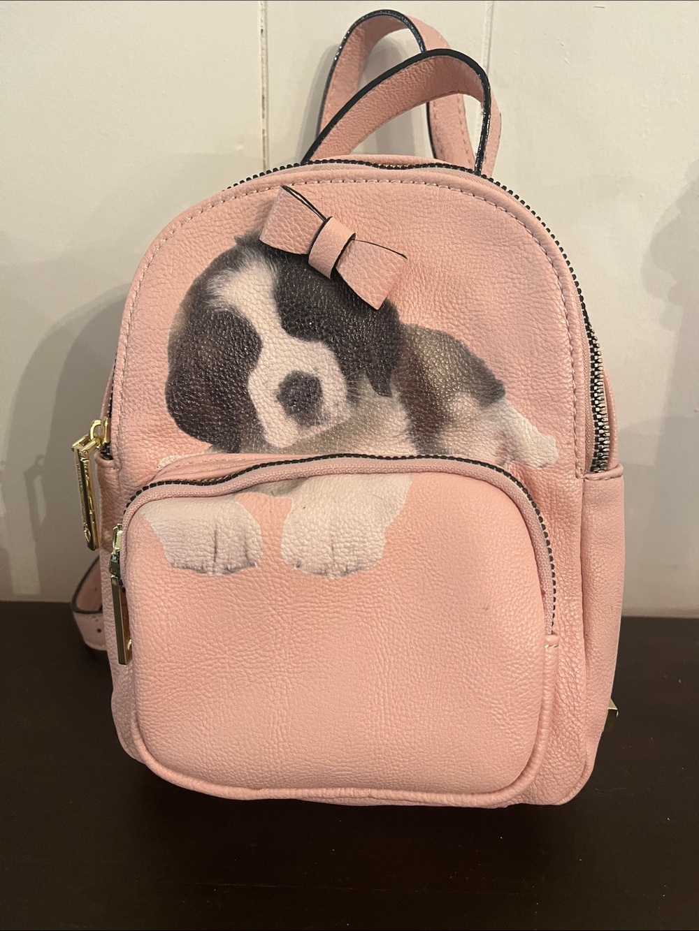 Betsey Johnson Pink Puppy Print Mini Backpack St. Bernard